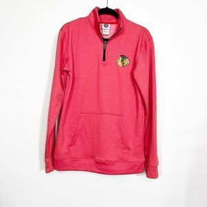 NHL Blackhawks Jacket Pullover Mens Red Sweatshirt Size Small 1/4 Zip